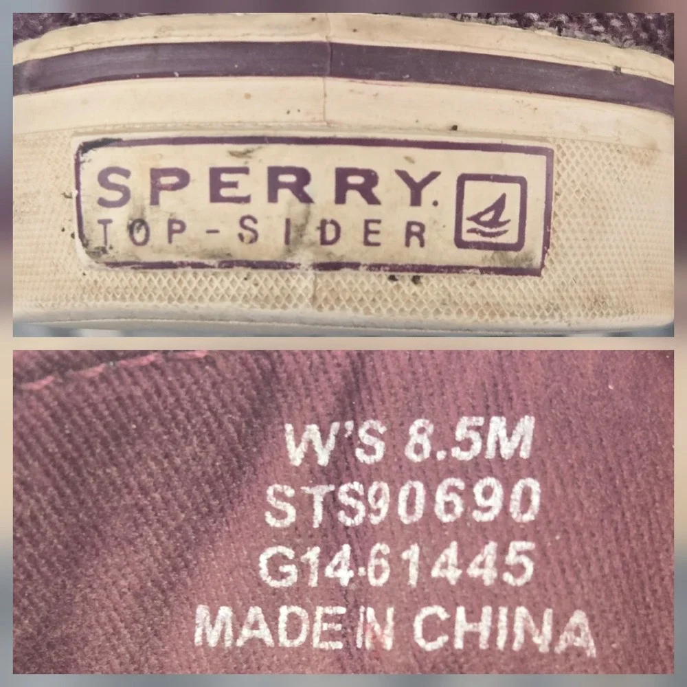 Sperry Womens 8.5 Burgundy Twill Suede STS90690 Boat Shoes‎